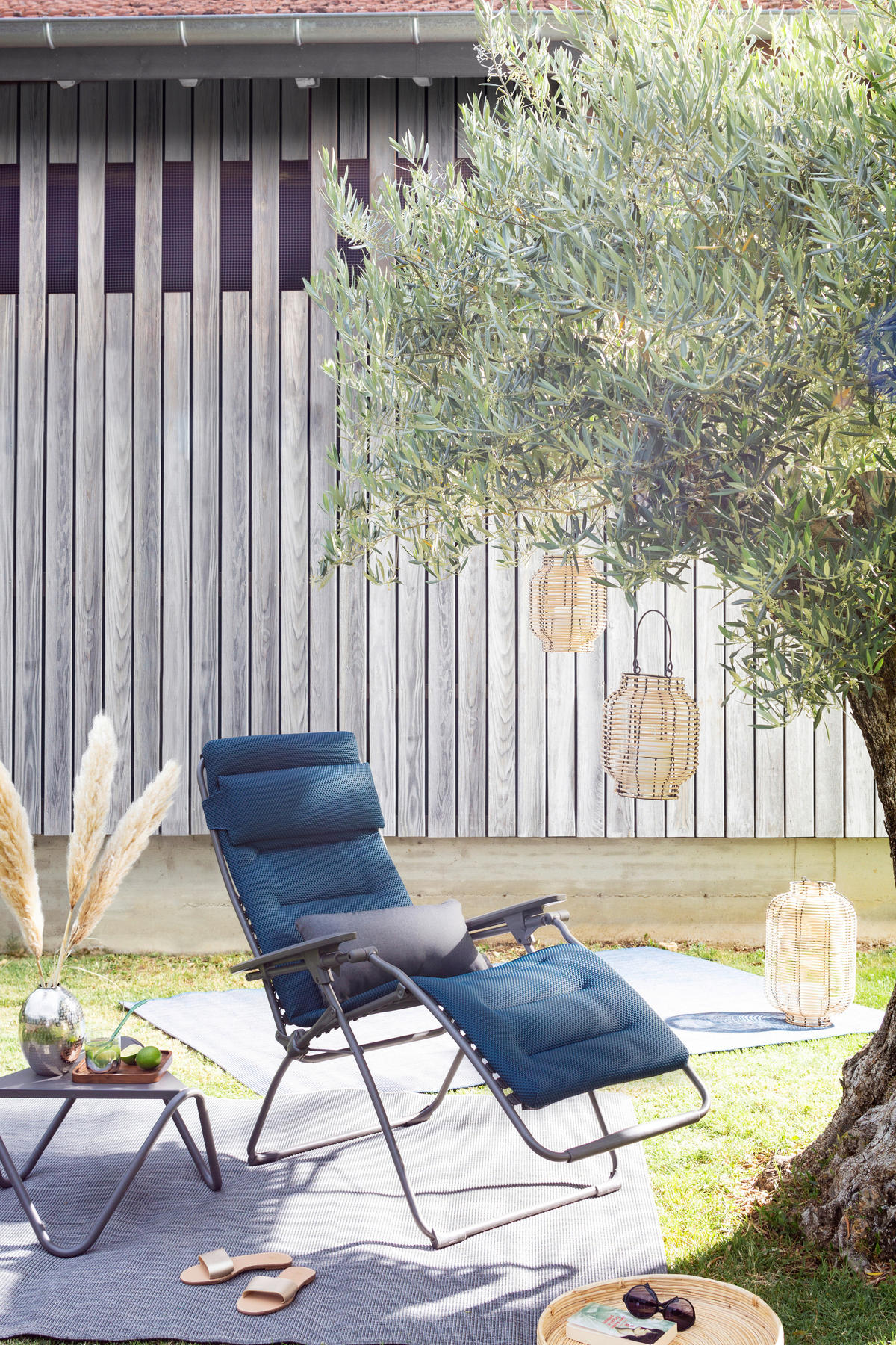 GARTEN-RELAXSESSEL Stahl  - Blau/Titanfarben, Basics, Kunststoff/Textil (71/115/88cm) - Lafuma Mobilier