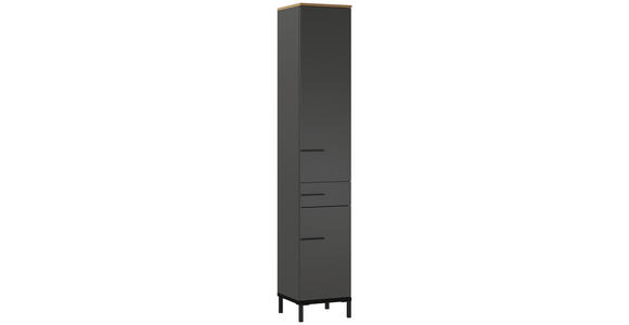 HOCHSCHRANK 34/190/34 cm - Eichefarben/Schwarz, MODERN, Holzwerkstoff/Metall (34/190/34cm) - Xora