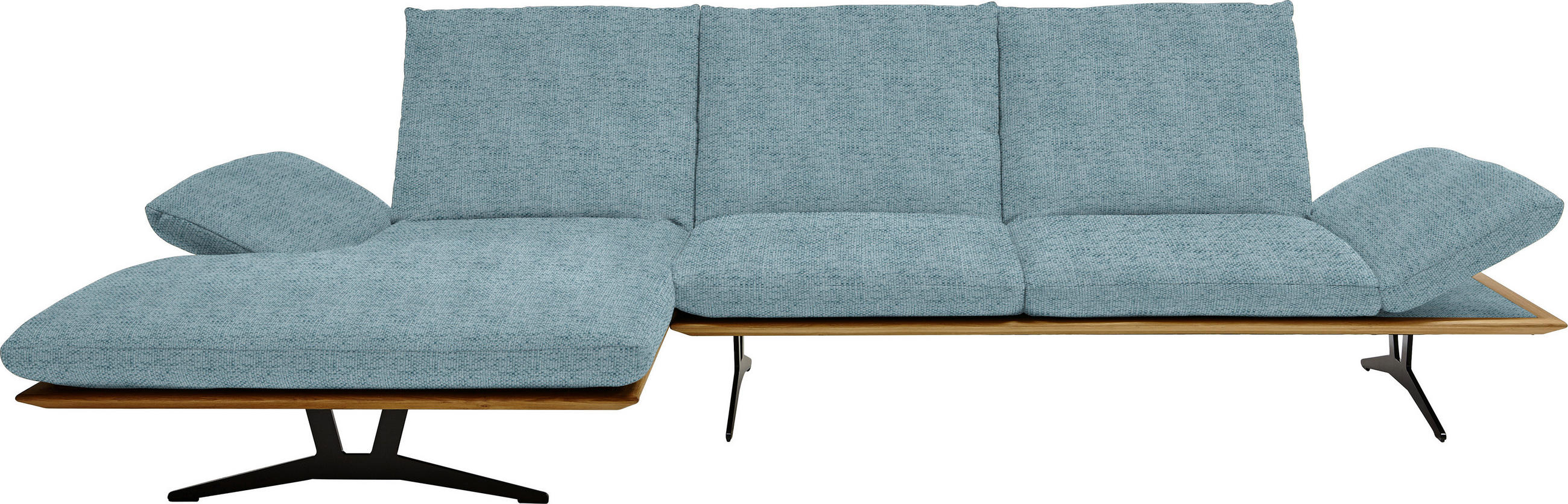 ECKSOFA in Flachgewebe Hellblau  - Schwarz/Hellblau, Design, Holz/Textil (159/314cm) - Dieter Knoll