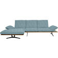 ECKSOFA  in Flachgewebe Hellblau  159/314 cm  - Schwarz/Hellblau, Design, Holz/Textil (159/314cm) - Dieter Knoll