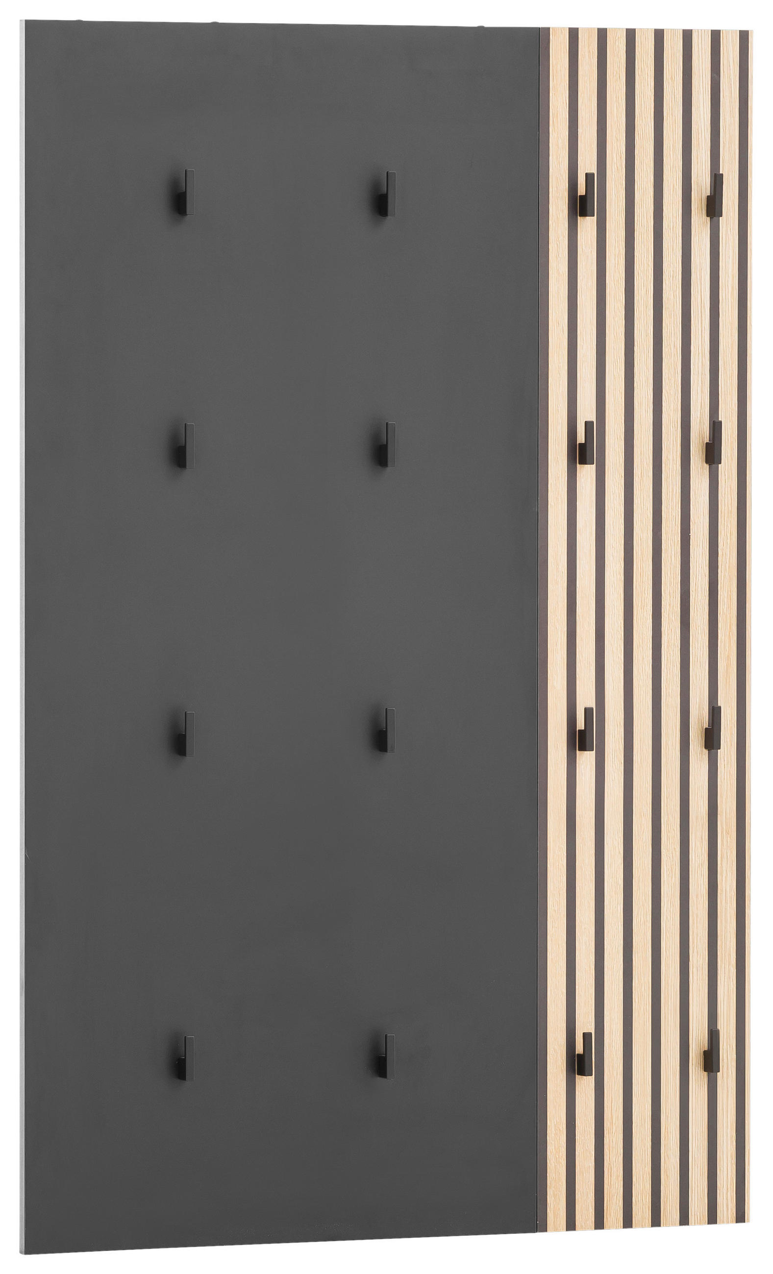 GARDEROBENPANEEL  in 73,5/109/2,6 cm  - Eichefarben/Schwarz, Design, Holzwerkstoff (73,5/109/2,6cm) - MID.YOU