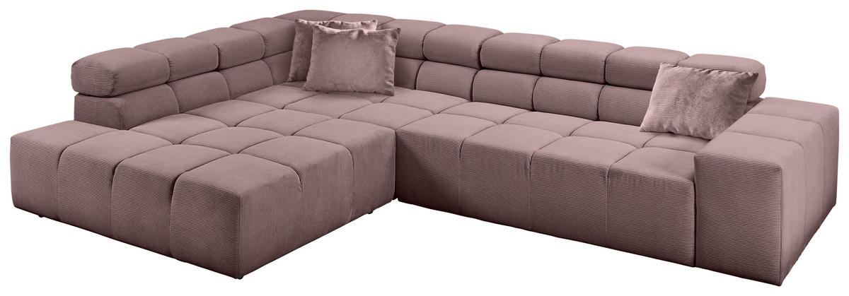 ECKSOFA Altrosa Feincord  - Schwarz/Altrosa, Design, Kunststoff/Textil (215/319cm) - Hom`in