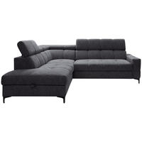 ECKSOFA in Struktur Dunkelgrau  - Dunkelgrau/Schwarz, Modern, Textil/Metall (212/254cm) - Carryhome