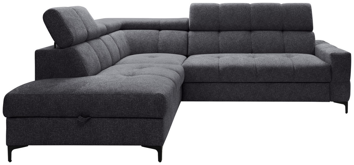 ECKSOFA in Struktur Dunkelgrau  - Dunkelgrau/Schwarz, Modern, Textil/Metall (212/254cm) - Carryhome