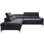 ECKSOFA in Struktur Dunkelgrau  - Dunkelgrau/Schwarz, MODERN, Textil/Metall (212/254cm) - Carryhome