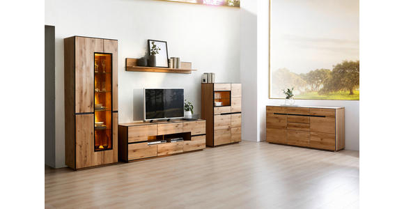 HIGHBOARD  in 89/136/38 cm  - Eichefarben/Anthrazit, Natur, Glas/Holz (89/136/38cm) - Linea Natura