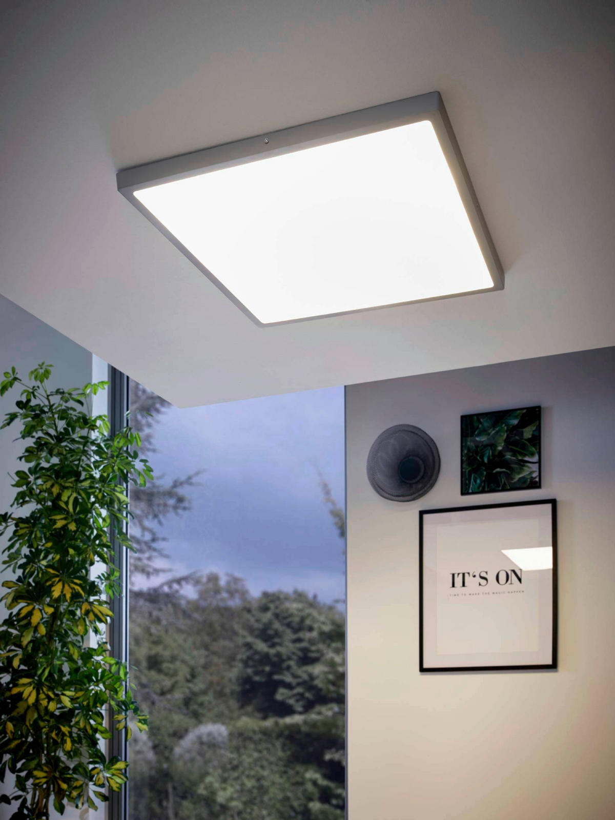 AUFBAULEUCHTE - Weiss/Silberfarben, Basics, Kunststoff/Metall (60/60/3cm) - Eglo