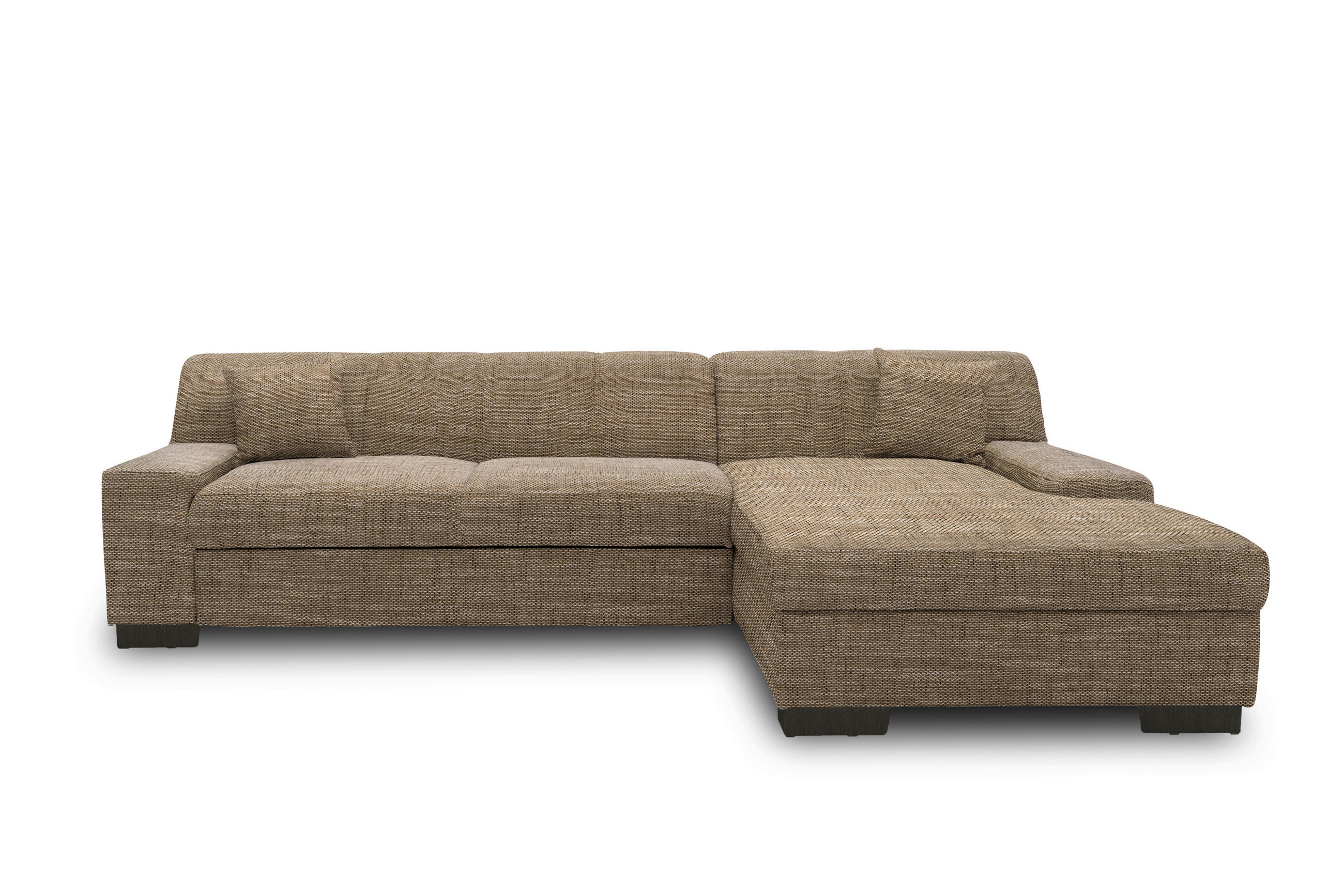ECKSOFA  in Webstoff Braun, Beige  268/153 cm  - Wengefarben/Beige, Design, Holz/Textil (268/153cm) - MID.YOU