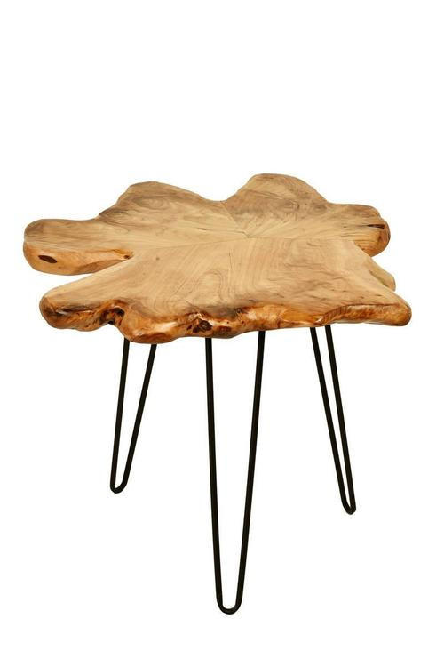 ODKLÁDACÍ STOLEK, cedr, přírodní barvy, světle hnědá - černá/přírodní barvy, Basics, kov/dřevo (50/60/52cm)