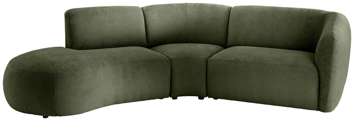 ECKSOFA Grün Mikrofaser  - Schwarz/Grün, MODERN, Kunststoff/Textil (182/276cm) - Livetastic