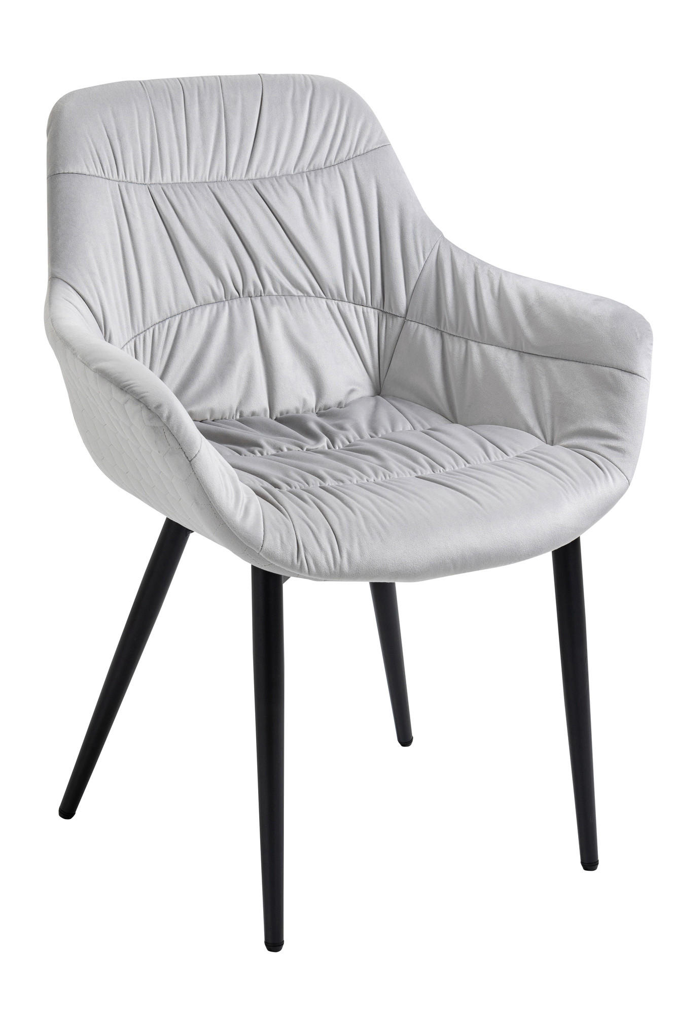 ARMLEHNSTUHL  in Samt  - Hellgrau/Schwarz, MODERN, Textil/Metall (63/81,5/61cm) - Livetastic