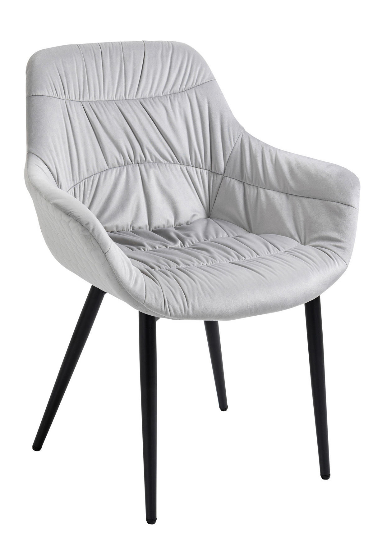 ARMLEHNSTUHL  in Samt  - Hellgrau/Schwarz, MODERN, Textil/Metall (63/81,5/61cm) - Livetastic