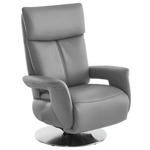 RELAXSESSEL in Leder Hellgrau  - Edelstahlfarben/Hellgrau, Design, Leder/Metall (78/112/85cm) - Cantus