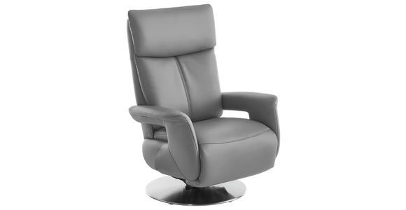 RELAXSESSEL in Leder Hellgrau - Edelstahlfarben/Hellgrau, Design, Leder/Metall (78/112/85cm) - Cantus