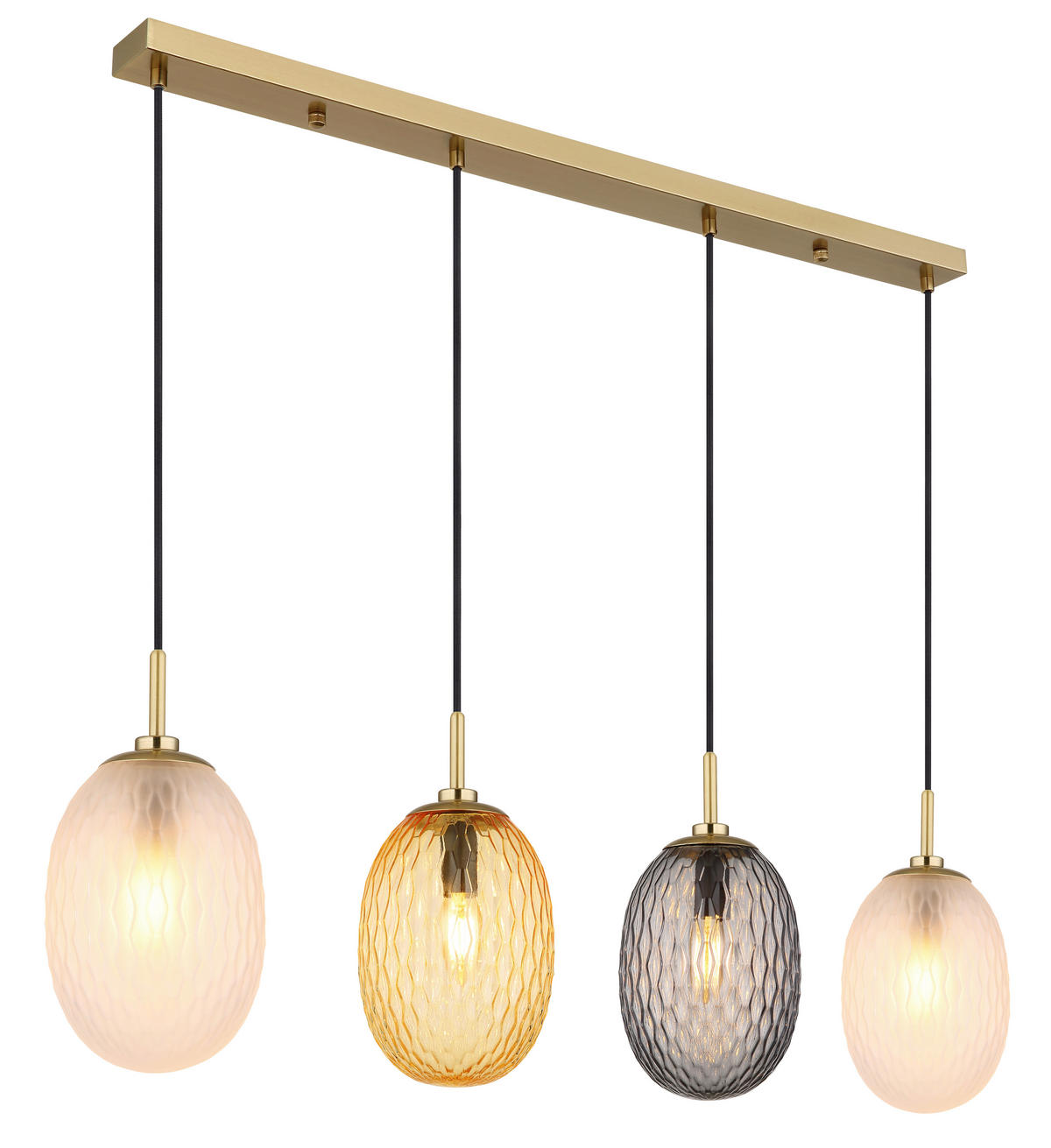 HÄNGELEUCHTE 96/15/120 cm    - Weiss/Goldfarben, Basics, Glas/Textil (96/15/120cm) - Globo