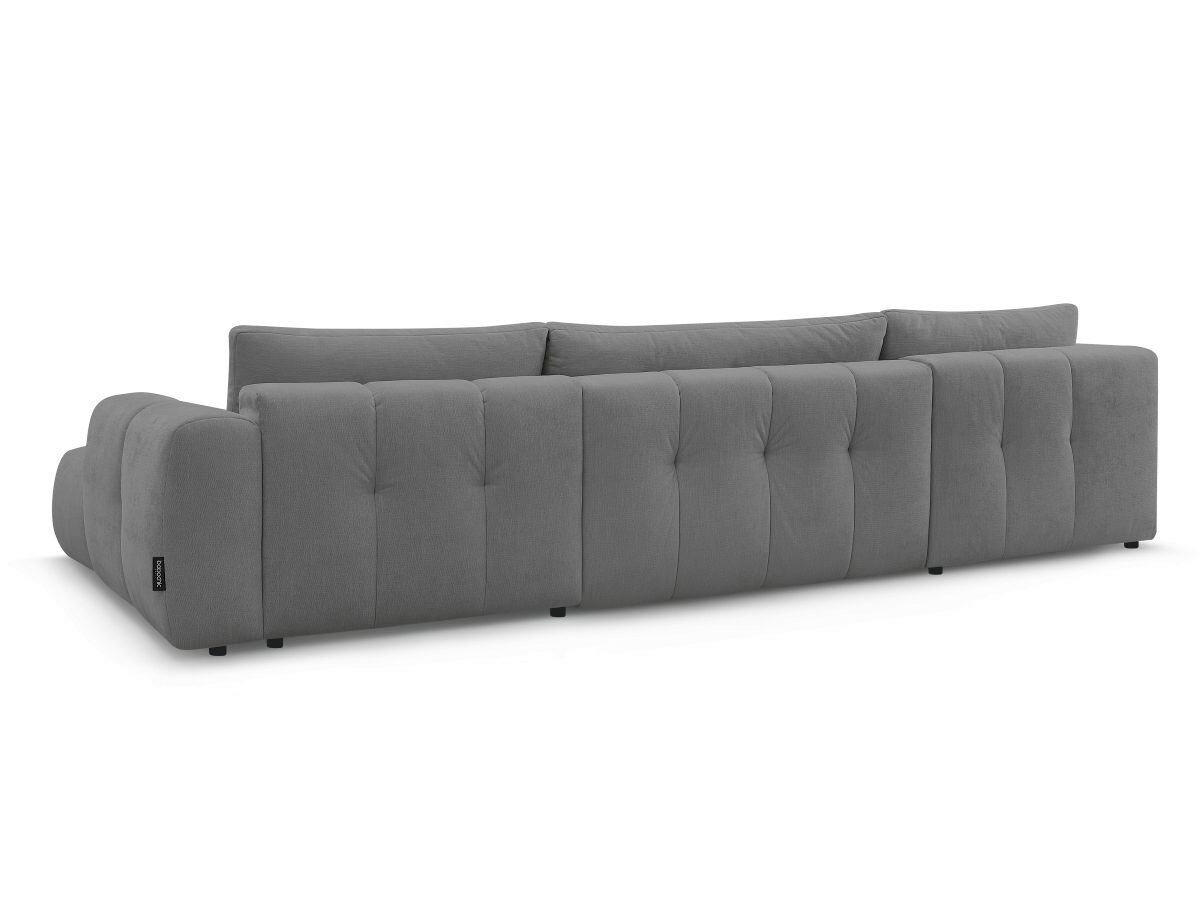 WOHNLANDSCHAFT  FUJI  Dunkelgrau Leinenoptik  - Dunkelgrau/Schwarz, MODERN, Kunststoff/Textil (204/377/160cm)