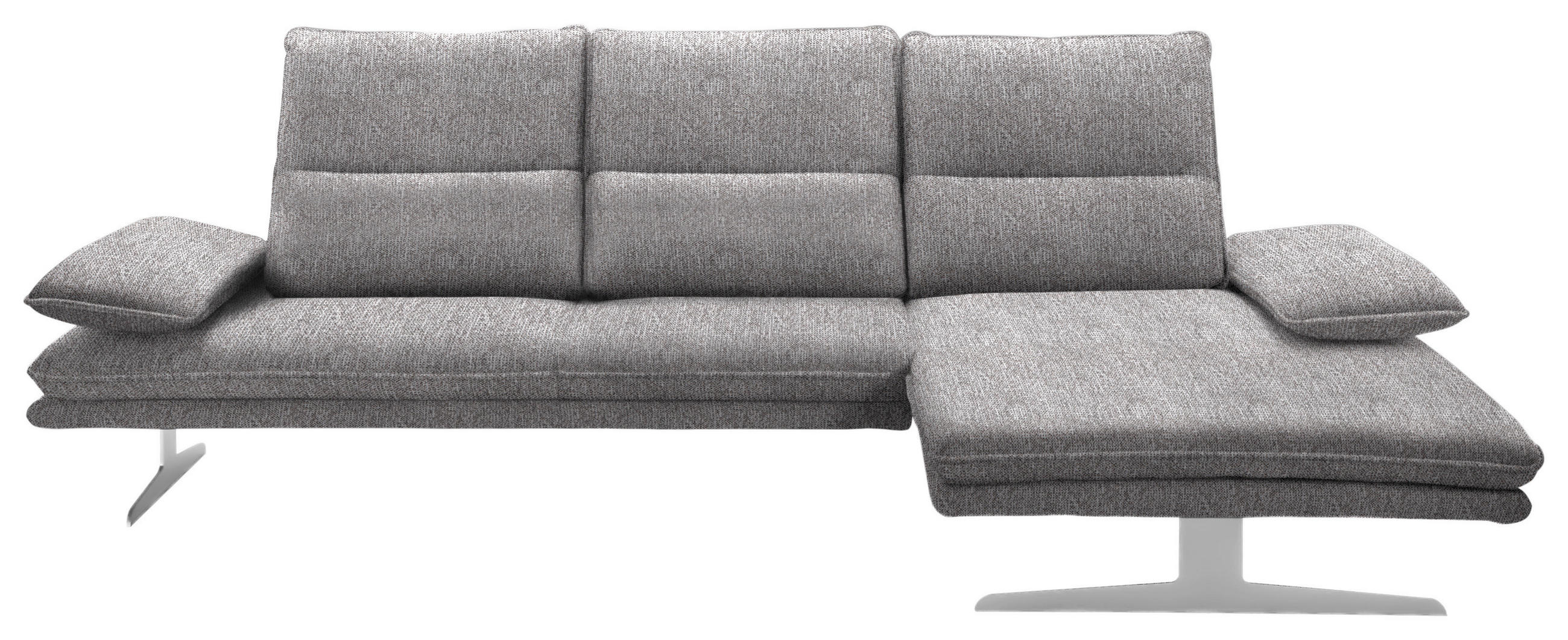 ECKSOFA in Webstoff Hellgrau  - Edelstahlfarben/Hellgrau, Design, Textil/Metall (291/164cm) - Chilliano