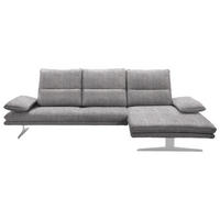 ECKSOFA in Webstoff Hellgrau  - Edelstahlfarben/Hellgrau, Design, Textil/Metall (291/164cm) - Chilliano