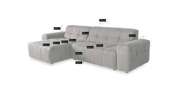 ECKSOFA Petrol Webstoff  - Petrol/Schwarz, KONVENTIONELL, Kunststoff/Textil (295/157cm) - Carryhome