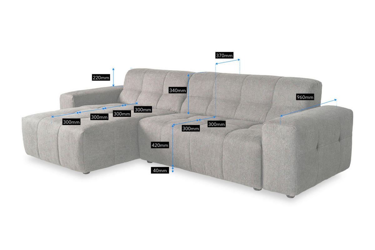 ECKSOFA Salbeigrün Webstoff  - Salbeigrün/Schwarz, KONVENTIONELL, Kunststoff/Textil (295/157cm) - Carryhome