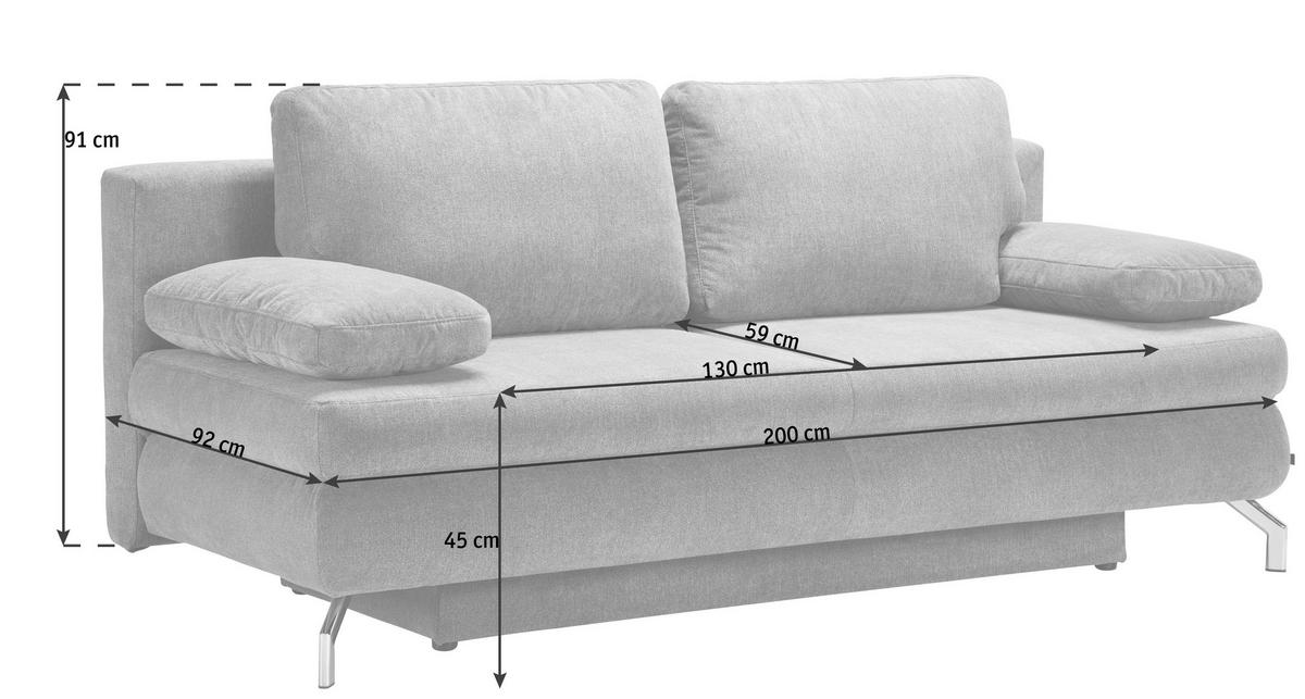 KANAPÉÁGY textil szürke  - króm/szürke, Design, textil/fém (200/91/92cm) - Novel