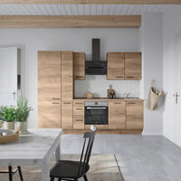 Bucătărie Fără Electrocasnice  - stejar închis la culoare/negru, Modern, metal/material pe bază de lemn (270cm) - Nobilia