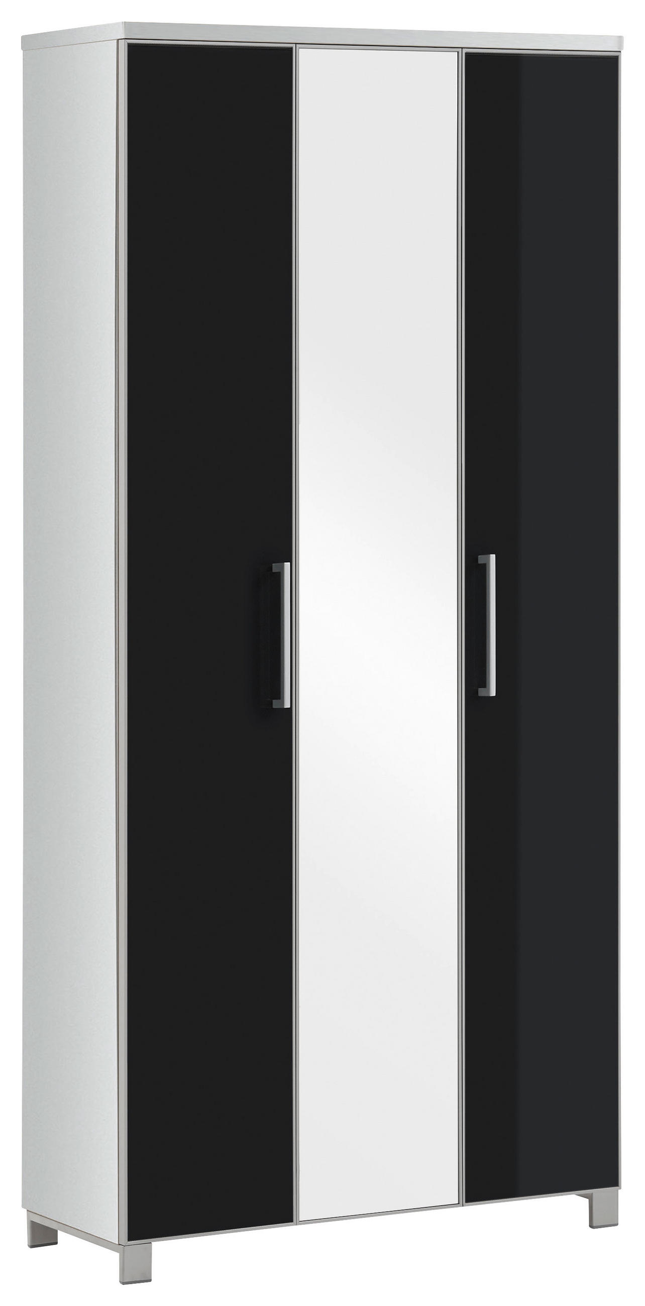 GARDEROBENSCHRANK Santina  in 90/193/37 cm  - Chromfarben/Weiss, Design, Glas/Holzwerkstoff (90/193/37cm) - Novel