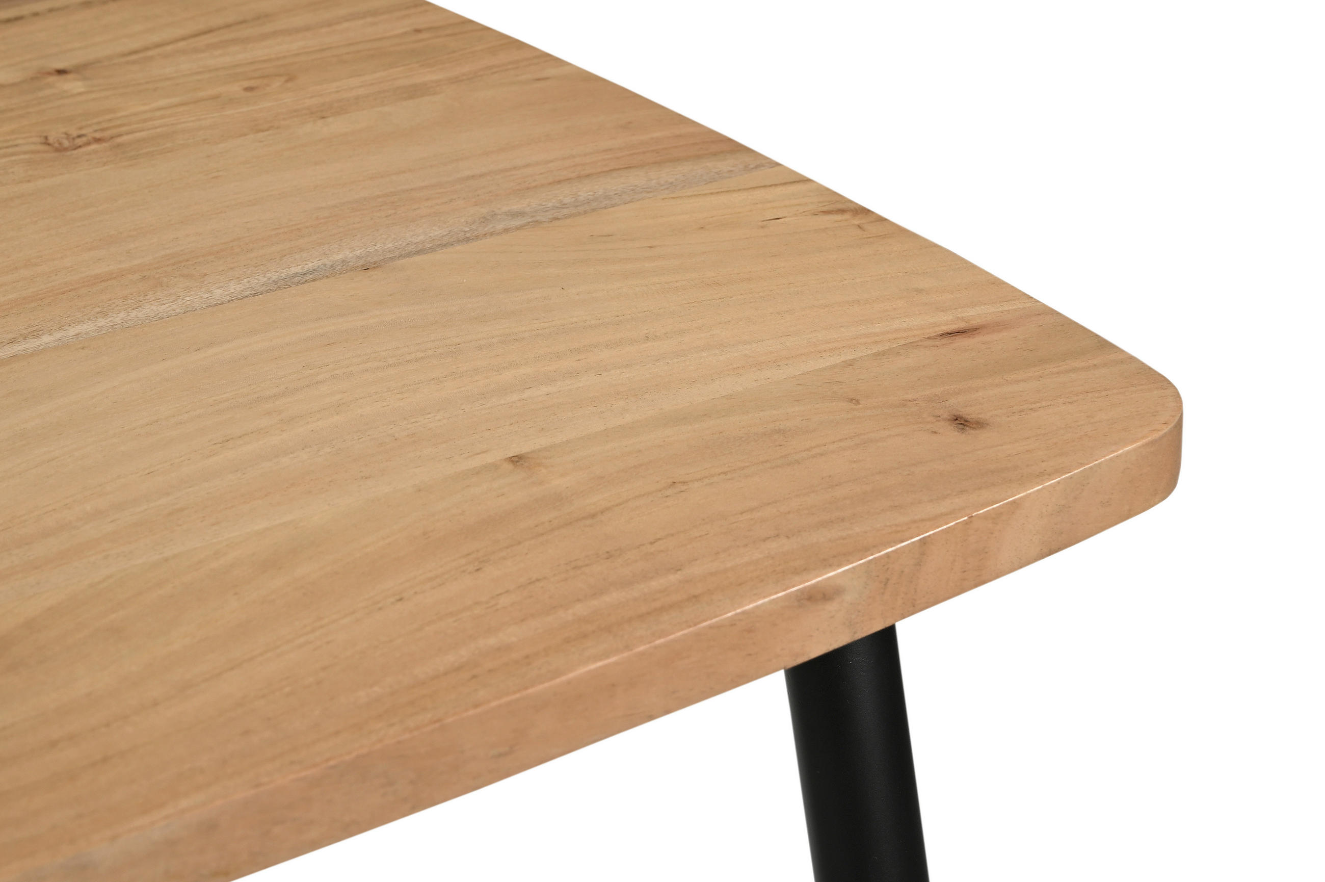 ESSTISCH Akazie massiv bootsförmig Schwarz, Akaziefarben  - Schwarz/Akaziefarben, Design, Holz/Metall (80/80/76cm) - Ti'me