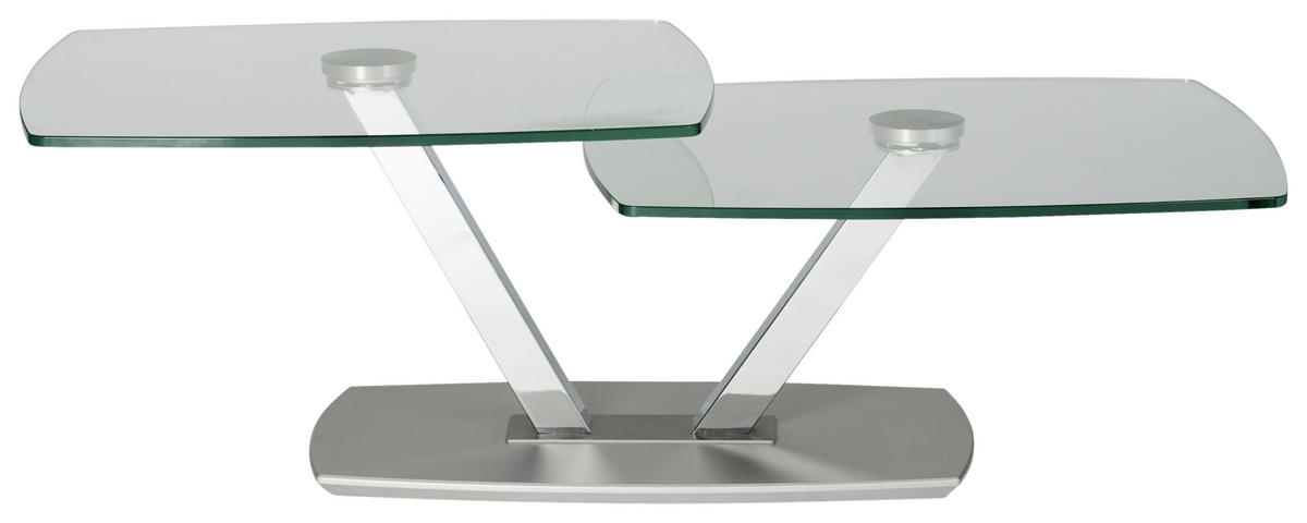 COUCHTISCH in Glas, Holzwerkstoff 96-136/70/44 cm  - Chromfarben, Design, Glas/Holzwerkstoff (96-136/70/44cm)