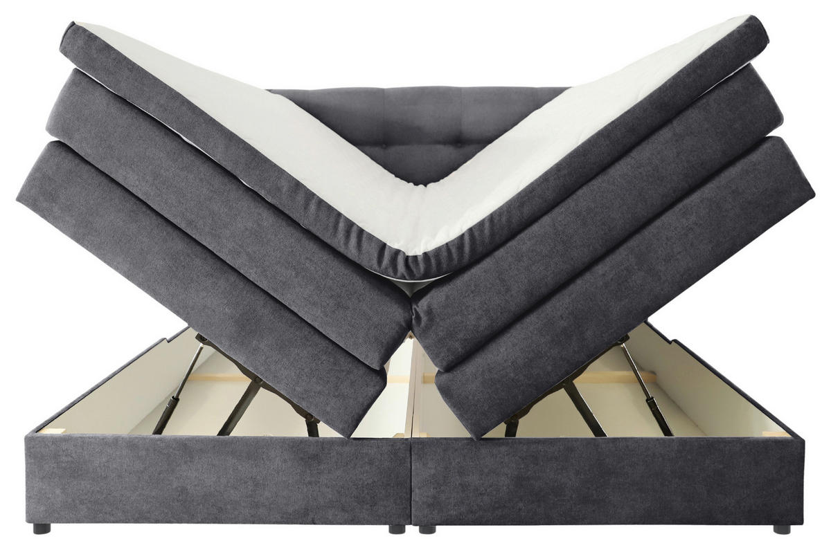 BOXSPRINGBETT 160/200 cm  in Grau  - Schwarz/Grau, Konventionell, Kunststoff/Textil (160/200cm) - Carryhome