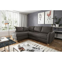 ECKSOFA Dunkelbraun Echtleder Lederlook  - Dunkelbraun/Buchefarben, Design, Leder/Holz (227/168cm) - Livetastic