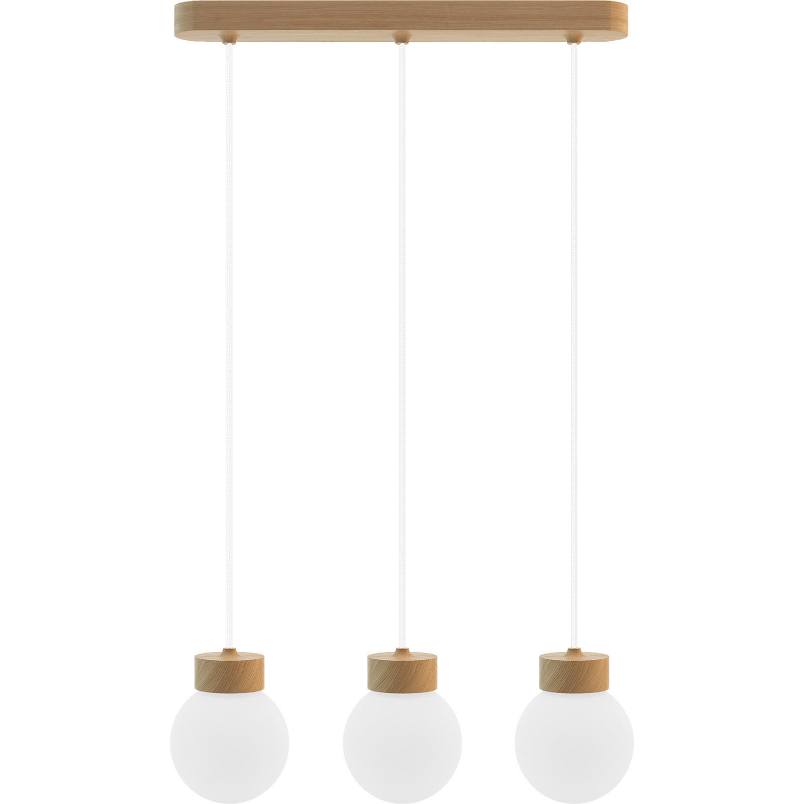 ZÁVESNÉ SVIETIDLO, E14/40 W, 52/150 cm  - biela/farba duba, Design, drevo/sklo (52/150cm)