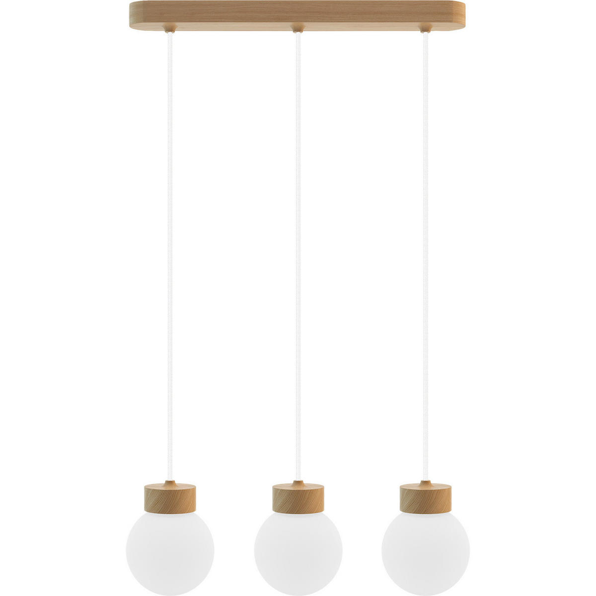 ZÁVĚSNÉ SVÍTIDLO, 52/150 cm  - bílá/barvy dubu, Design, dřevo/sklo (52/150cm)