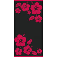 STRANDTUCH Schwarz, Pink 90/180 cm  - Pink/Schwarz, Trend, Textil (90/180cm) - Esposa