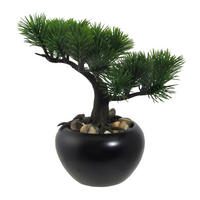 KUNSTPFLANZE Bonsai 19 cm  - Schwarz/Grün, Design, Keramik/Kunststoff (19cm)