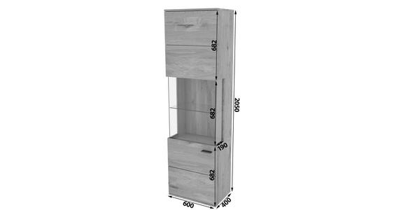 VITRINE  in massiv Eiche Eichefarben, Eiche Artisan  - Transparent/Eichefarben, Natur, Glas/Holz (60/205/40cm) - Linea Natura