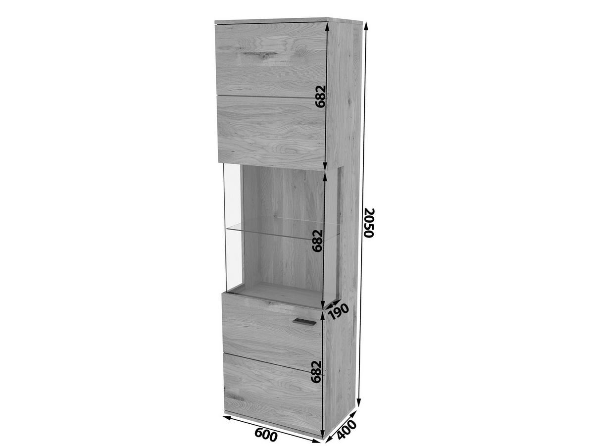 VITRINE  in massiv Eiche Eichefarben, Eiche Artisan  - Transparent/Eichefarben, Natur, Glas/Holz (60/205/40cm) - Linea Natura