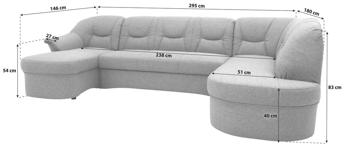 WOHNLANDSCHAFT in Mikrofaser Graubraun  - Graubraun/Schwarz, KONVENTIONELL, Kunststoff/Textil (146/295/180cm) - MID.YOU