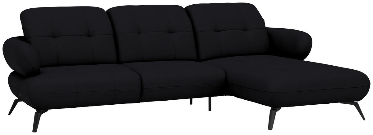 ECKSOFA Flachgewebe Schwarz  - Schwarz, Design, Textil/Metall (282/189cm) - Novel