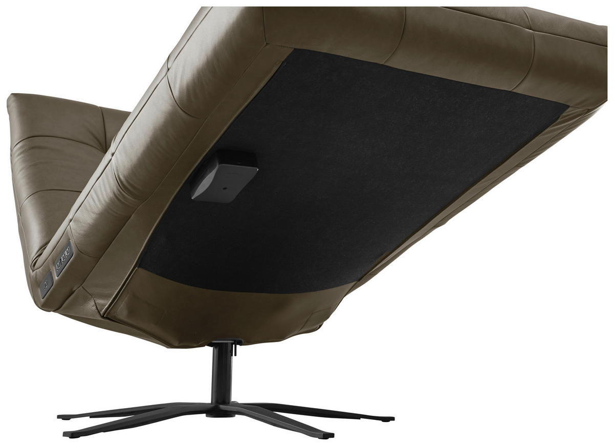 RELAXLIEGE in Echtleder Olivgrün  - Schwarz/Olivgrün, MODERN, Leder/Metall (82/53-115/156-206cm) - Pure Home Comfort