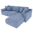 ECKSOFA Hellblau Samt  - Chromfarben/Hellblau, KONVENTIONELL, Kunststoff/Textil (293/195cm) - Carryhome