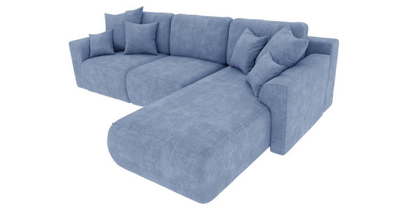 ECKSOFA in Samt Hellblau  - Chromfarben/Hellblau, KONVENTIONELL, Kunststoff/Textil (293/195cm) - Carryhome