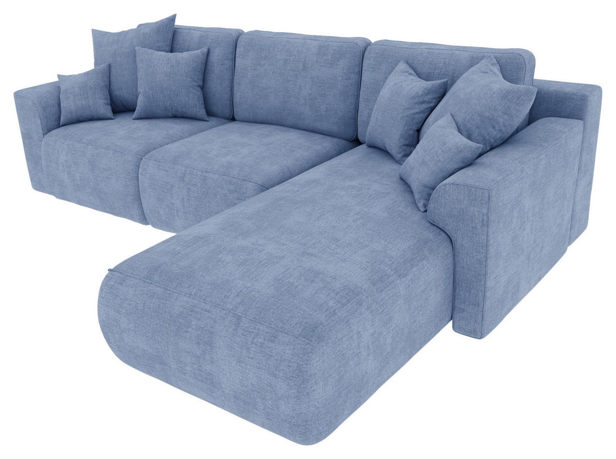 ECKSOFA Hellblau Samt  - Chromfarben/Hellblau, KONVENTIONELL, Kunststoff/Textil (293/195cm) - Carryhome