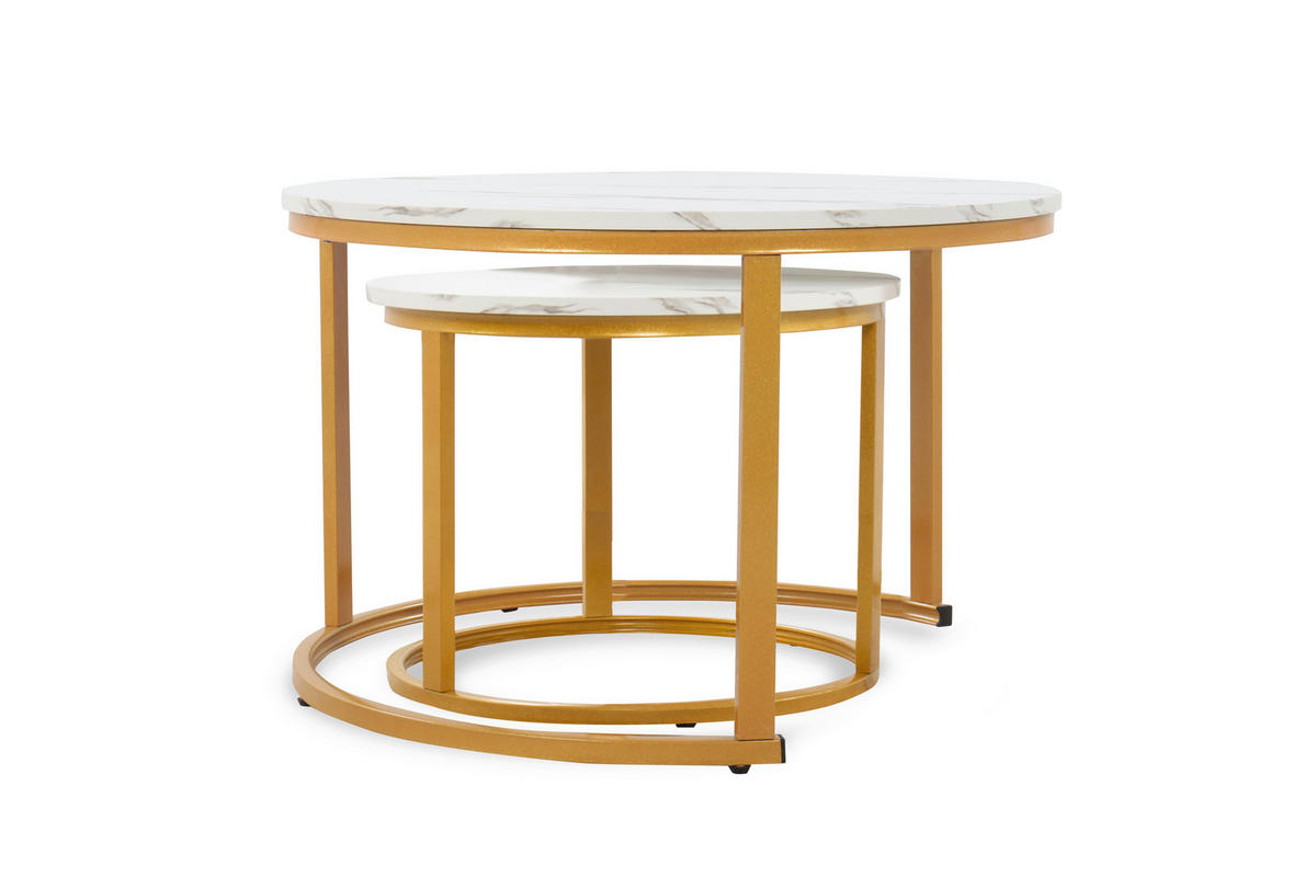 SET KLUB STOLIĆA višebojno, bijela, zlatne boje  metal, drvni materijal  - bijela/višebojno, Design, drvni materijal/metal (50-70/50-70/38-45cm) - MID.YOU
