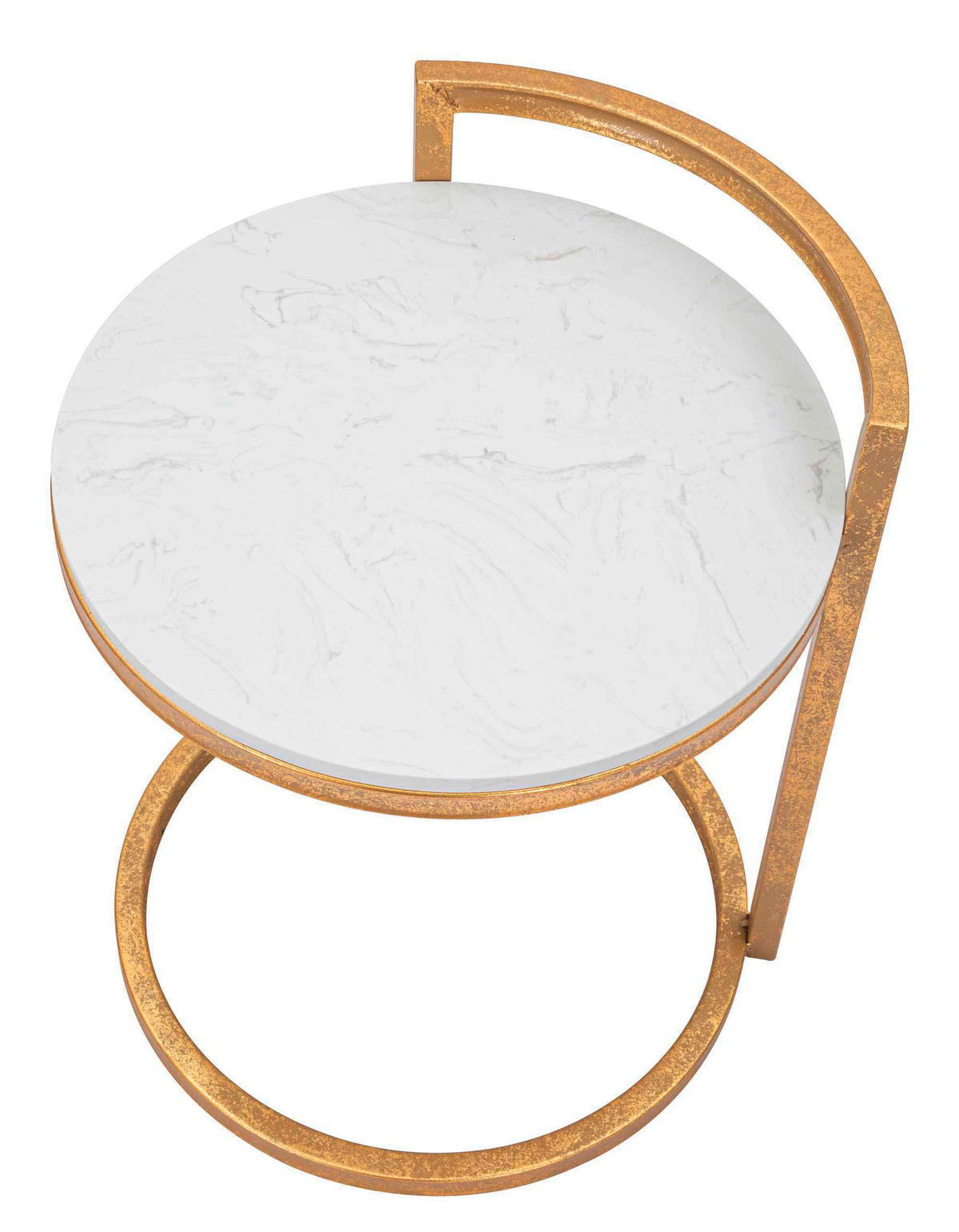 COUCHTISCH Weiß, Goldfarben  - Goldfarben/Weiß, Basics, Stein/Metall (40/50/43cm)