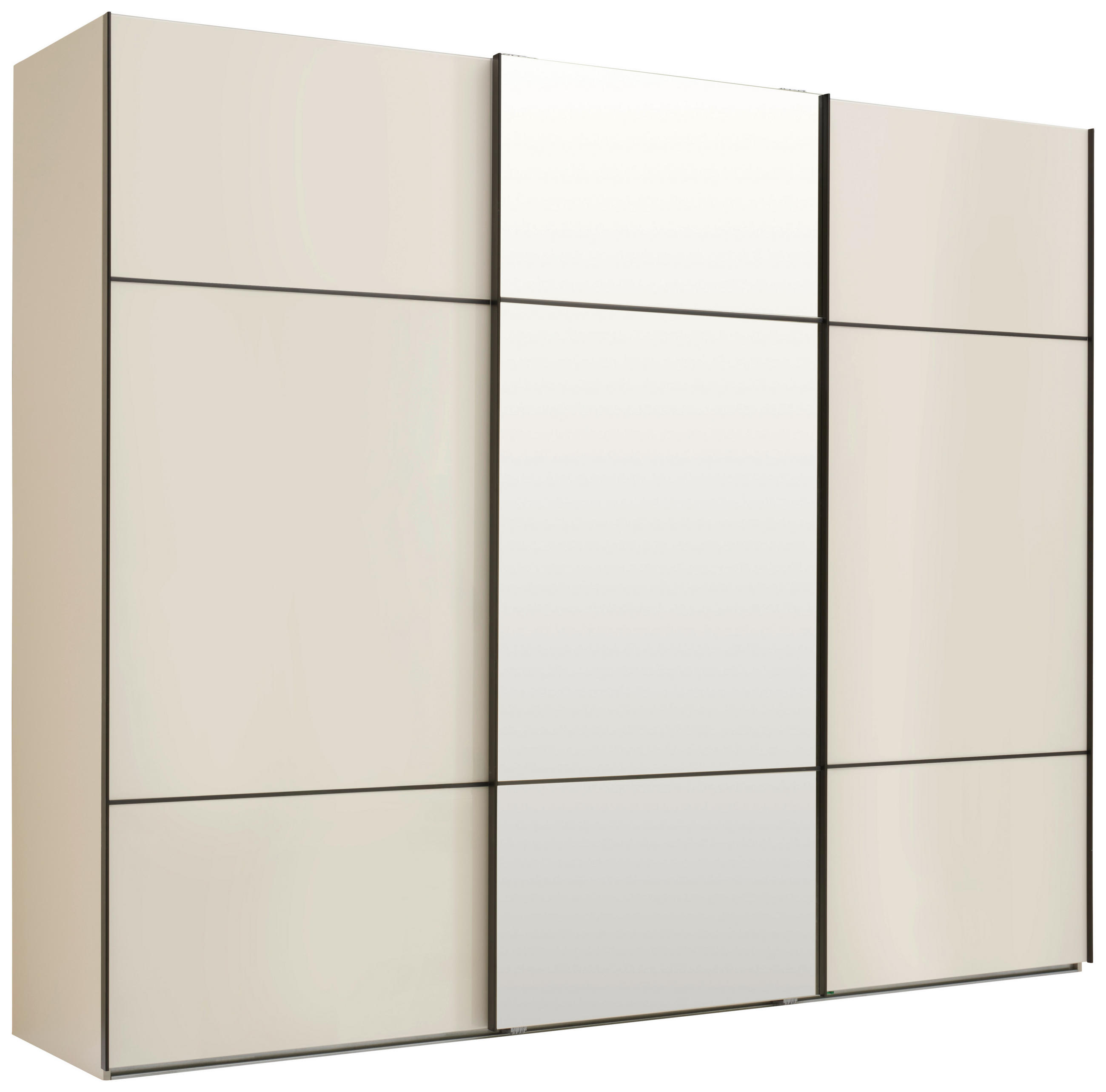 SCHWEBETÜRENSCHRANK 271/223/68 cm 3-türig Champagner  - Champagner/Schwarz, KONVENTIONELL, Glas/Holzwerkstoff (271/223/68cm) - Novel