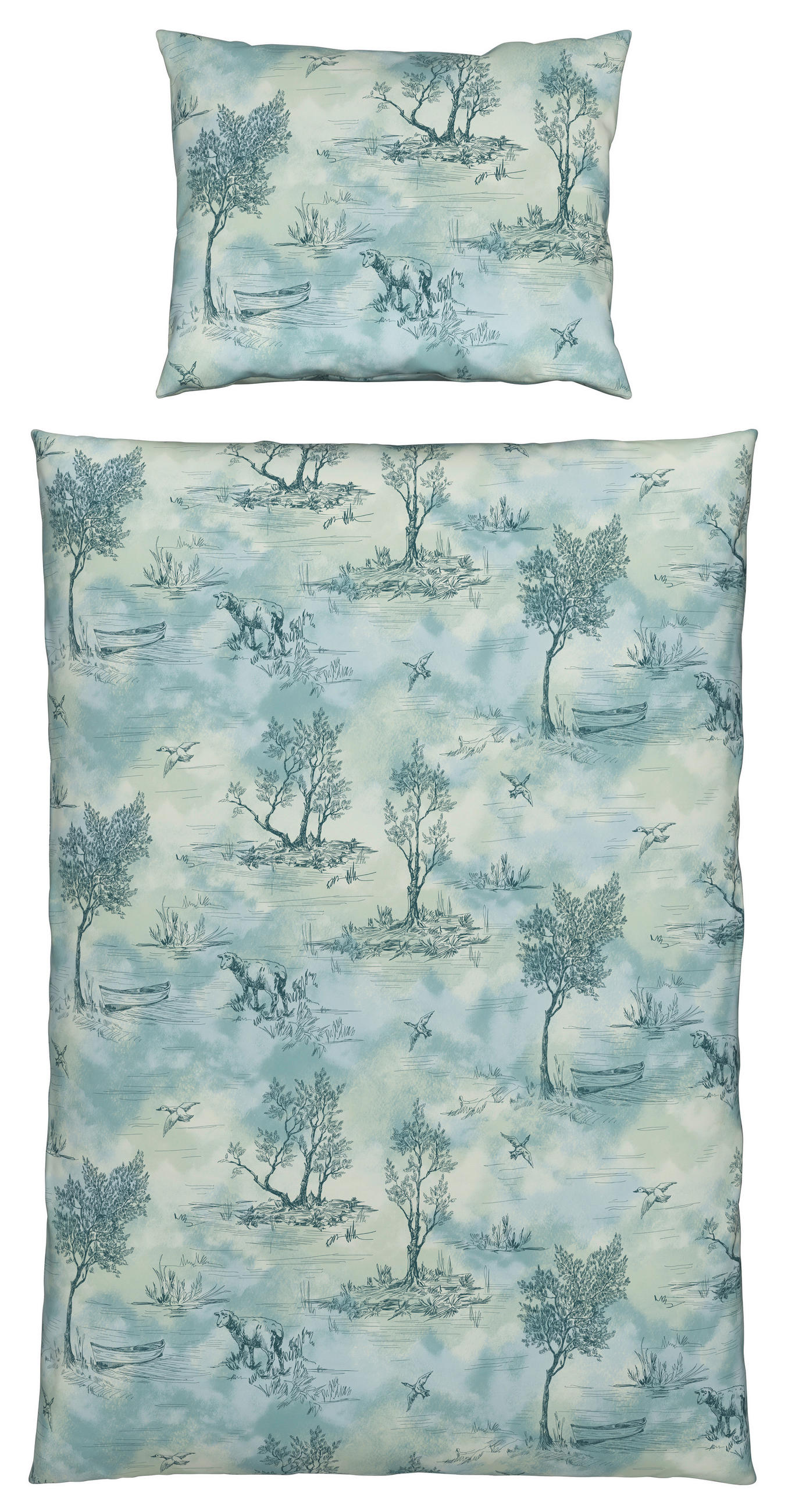 ÁGYNEMŰHUZAT-GARNITÚRA 140/200 cm  - bézs/kék, Konventionell, textil (140/200cm) - Esposa
