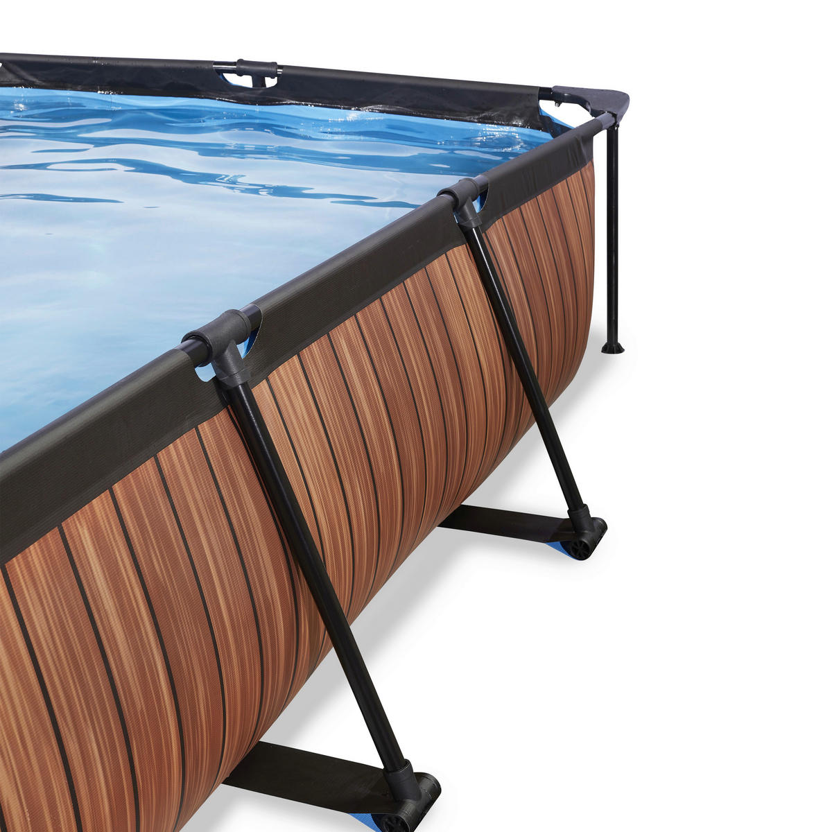 POOL-SET WOOD 220/150/65 cm  - Braun, KONVENTIONELL, Metall (220/150/65cm) - EXIT Toys