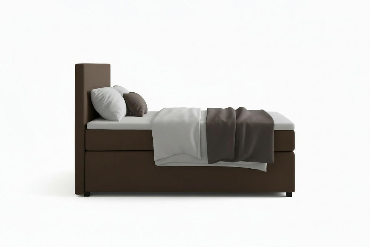 BOXSPRINGBETT 90/200 cm,  in Braun, Matratze, Topper, H3 = fest  - Schwarz/Braun, MODERN, Kunststoff/Textil (90/200cm) - MID.YOU