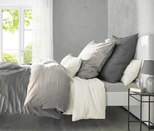 BETTWÄSCHE 155/220 cm Provence Leinenoptik  - Grau, Basics, Textil (155/220cm) - Fleuresse